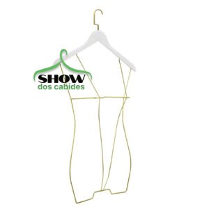 Kit com 5 Cabides Colan Silhueta 3D Adulto Dourado - 4257BD