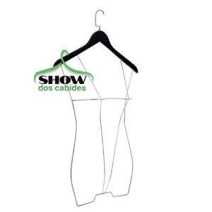 Kit com 5 Cabides Colan Silhueta 3D Adulto Cromado Preto - 4257PC