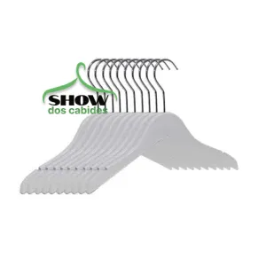 Kit com 10 Cabides de Madeira Infantis sem Barra Branco - 4218BR
