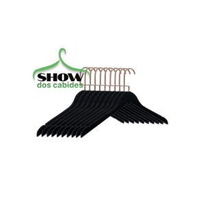 Kit com 10 Cabides de Madeira Preto Infantis sem Barra com Gancho luxo Rose - 4218RP