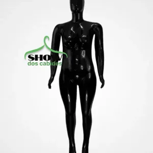 Manequim Feminino Plus Size Reta Cara ovo Plast ABP Base Preto - 0834PA