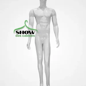 Manequim Masculino Bombado Cara Ovo Plast ABP com Base Branco - 1005BA